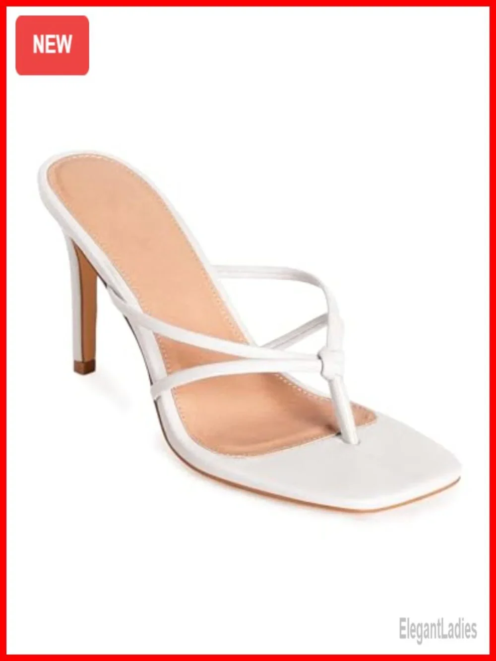 Strappy Square Toe Heeled Thong Sandals
